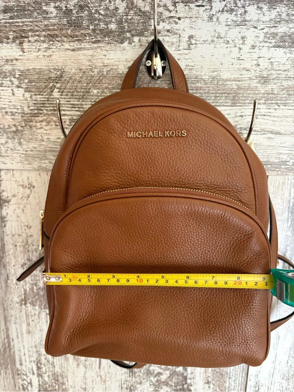 Michael Kors Tan Pebbled Leather Backpack with Gold Logo
